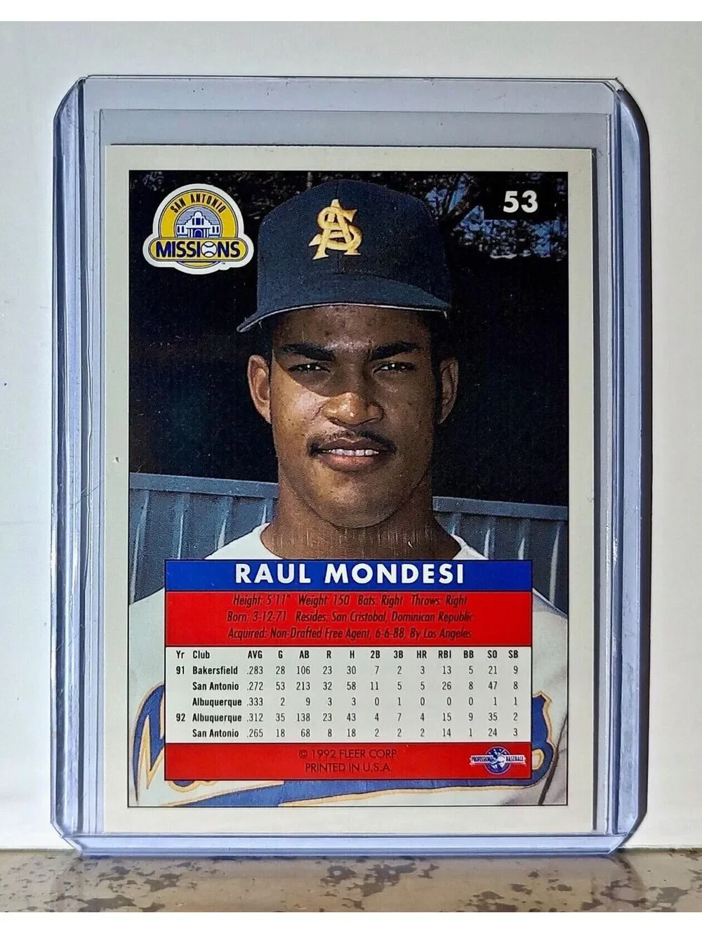 Raul Mondesi 1992-93 Fleer Excel MLB #53 Baseball Card San Antonio Missions